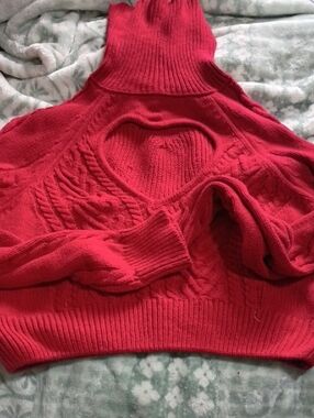 Forever 21 Red Heart Cable Turtleneck Sweater